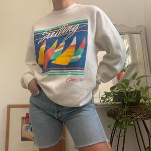 Vintage 90s Hanes Sailing Cape Code Graphic Crewneck Pullover Sweatshirt Size L
